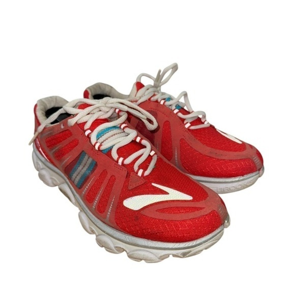 Brooks‎ Pure Flow P2 Womens 8 Pre-Owned Athletic Trail Running Shoes Red/Teal